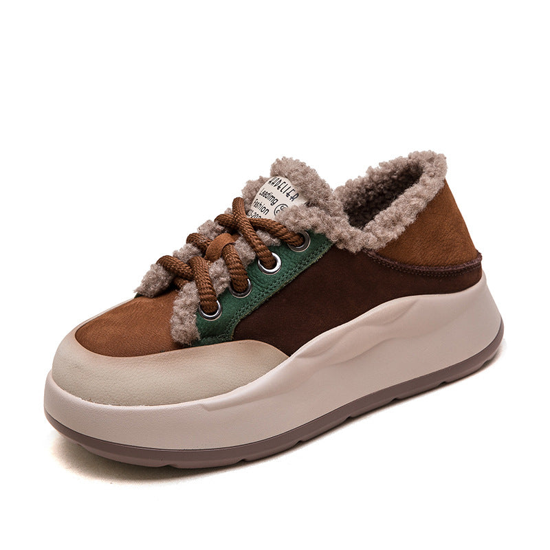 Women's Fleece-lined Warm Color Matching Cotton Fashion Women's Shoes