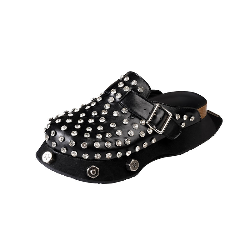 Women's Platform Retro Half One Pedal Outer Slippers