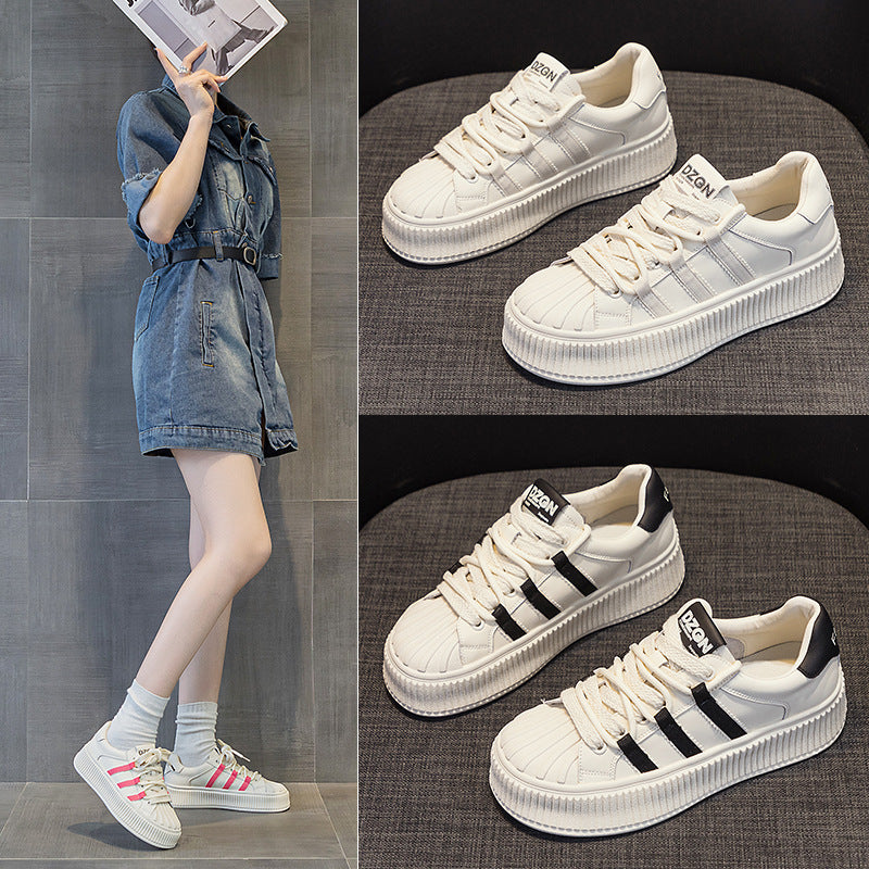 Women's White Comfortable Platform Sports Biscuit Shape Women's Casual Shoes