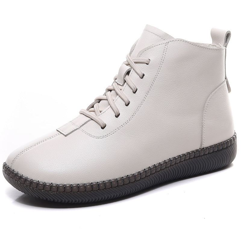 Women's Lightweight Short Flat Chelsea Winter Fleece-lined Boots