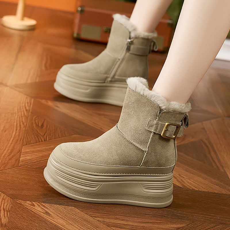 Women's Increasing Insole Winter Thick-soled Small Short Real With Snow Boots