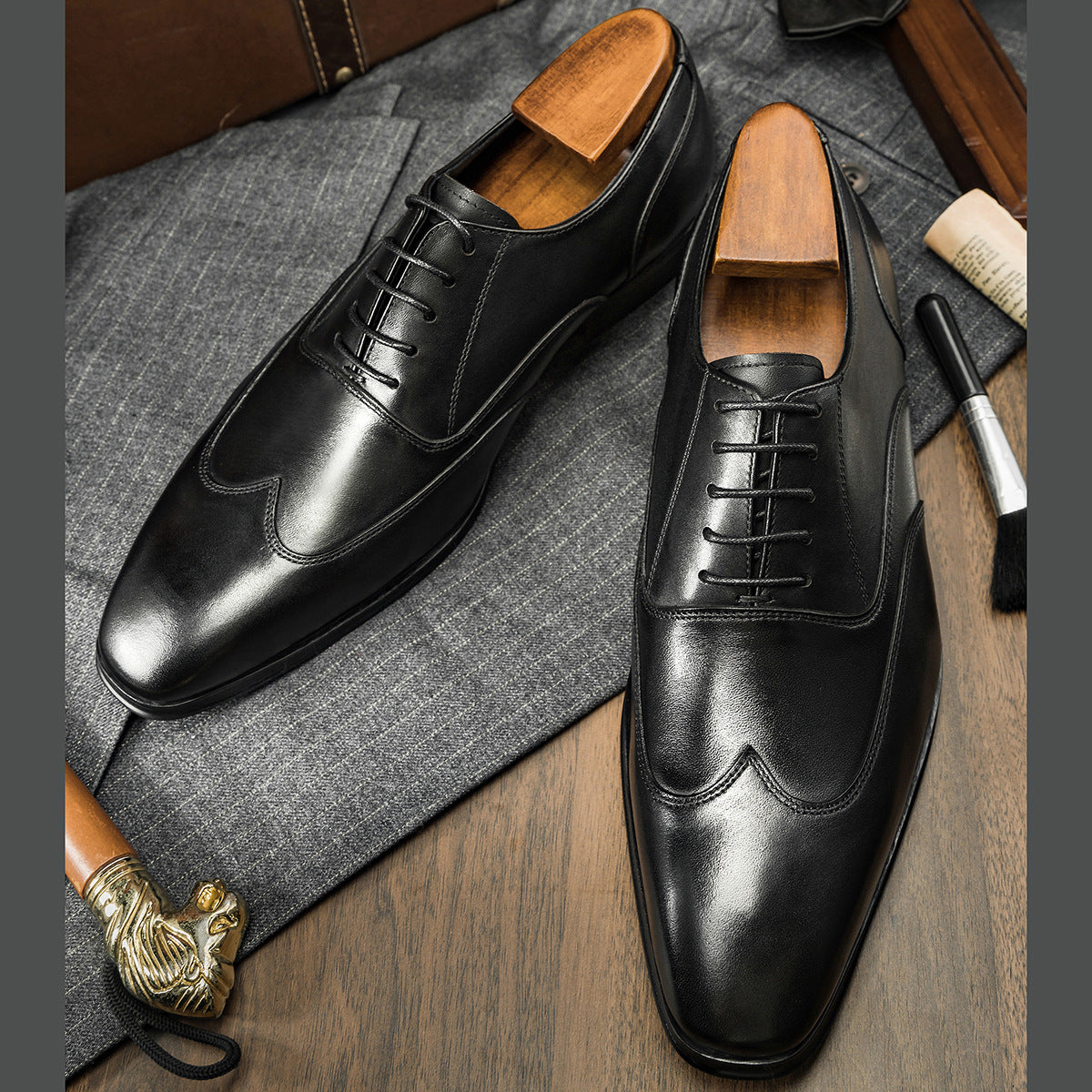 Men's Oxford Business Formal Square Toe Korean Leather Shoes