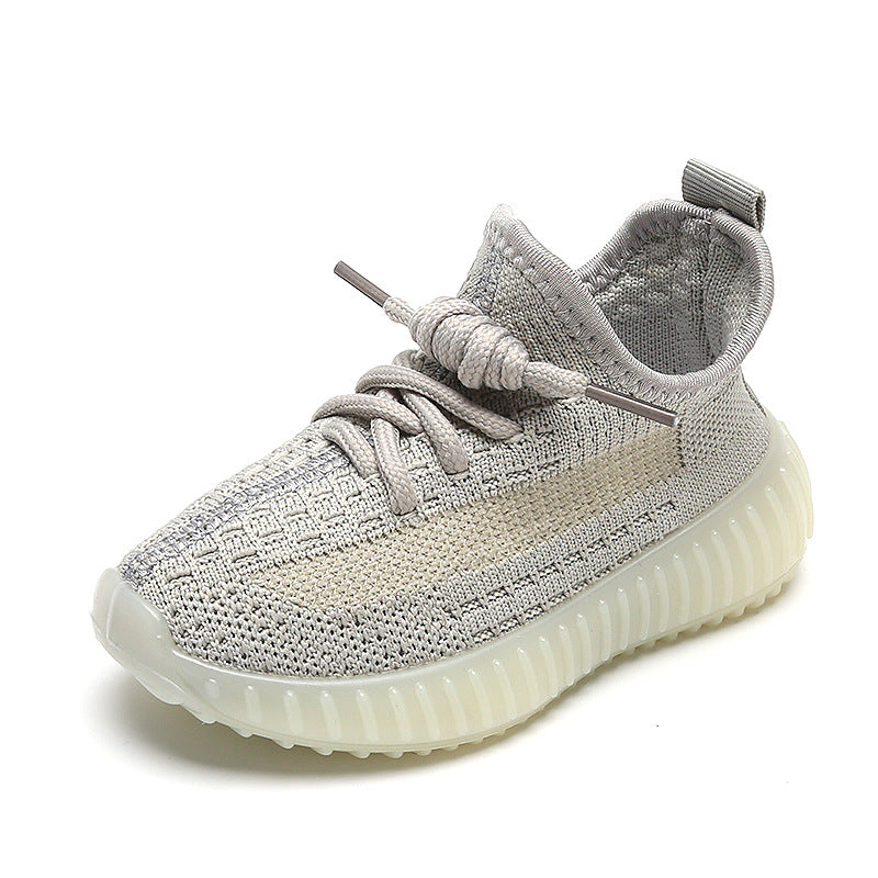 Children's Woven Mesh College Style Solid Bottom Kid's Sneakers