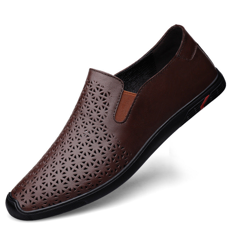 Men's Cowhide Breathable Soft Bottom Slip-on Lazy Leather Shoes