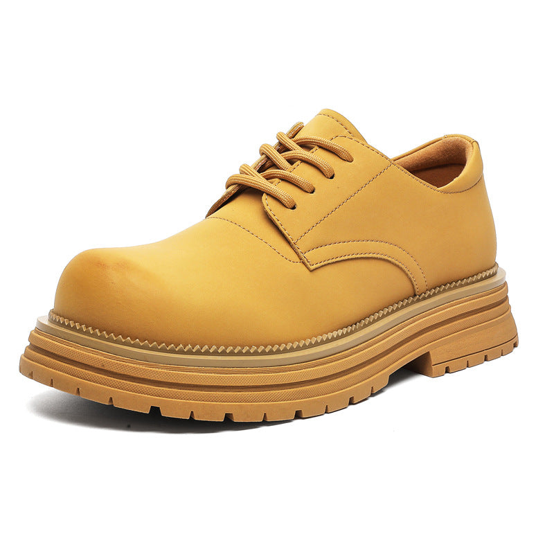 Men's Martin Thick Bottom Increased Derby Retro Distressed Low Top Leather Shoes