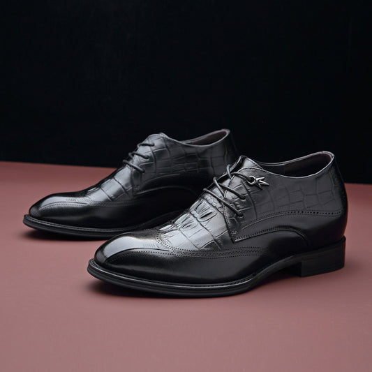 Men's Height Increasing Insole Genuine Breathable British Leather Shoes