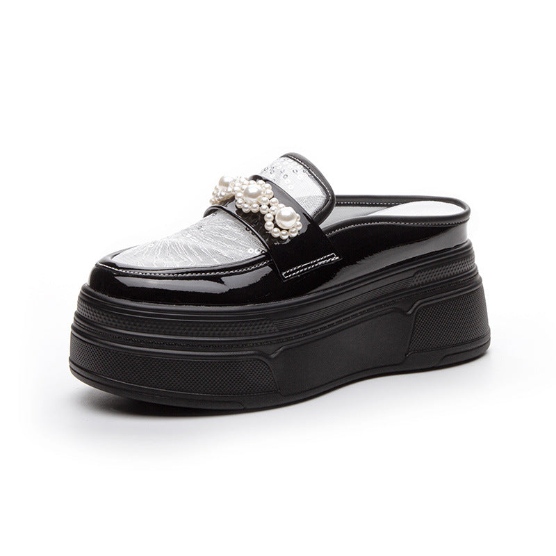 Women's Summer Mirror Platform Korean Fashion Slip-on Slippers