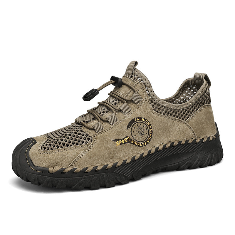 Men's Outdoor Sports Breathable Comfortable Pigskin Mesh Casual Shoes