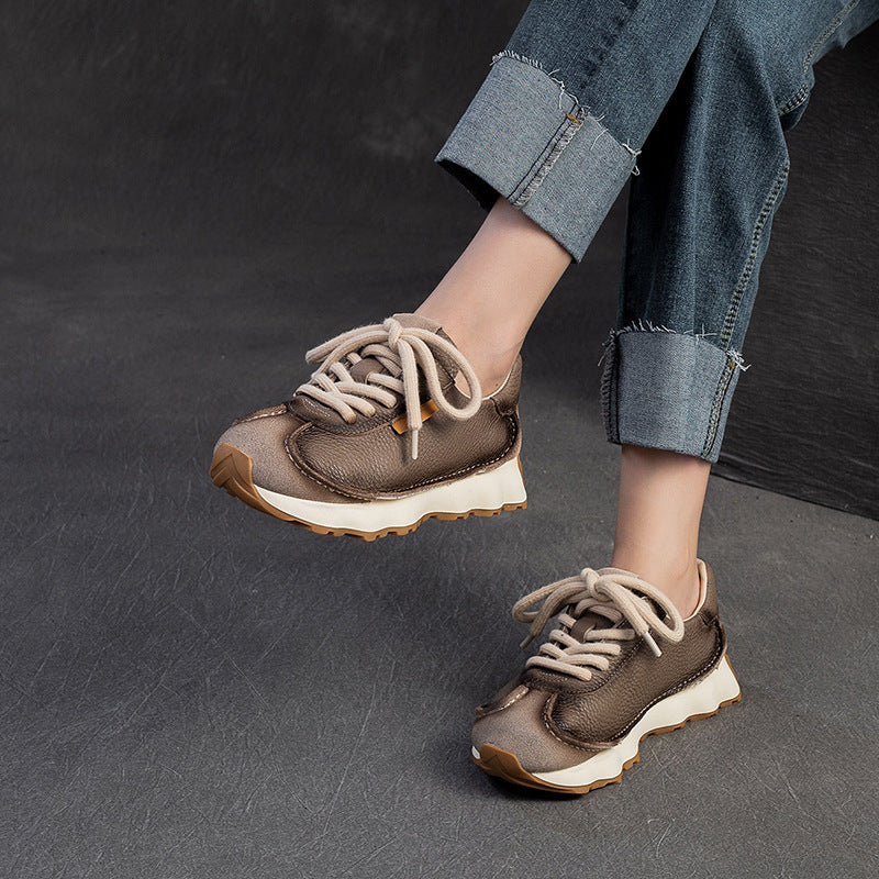 Retro Handmade First Layer Cowhide Pumps Niche Design Leisure Casual Shoes