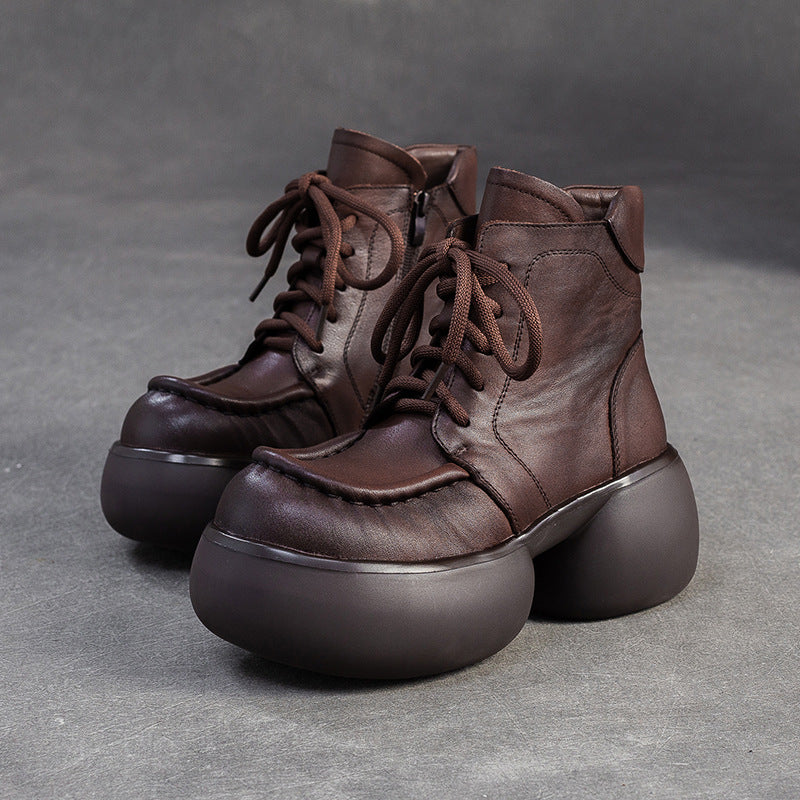 Women's British Martin Increased Top Layer Cowhide Women's Leather Boots