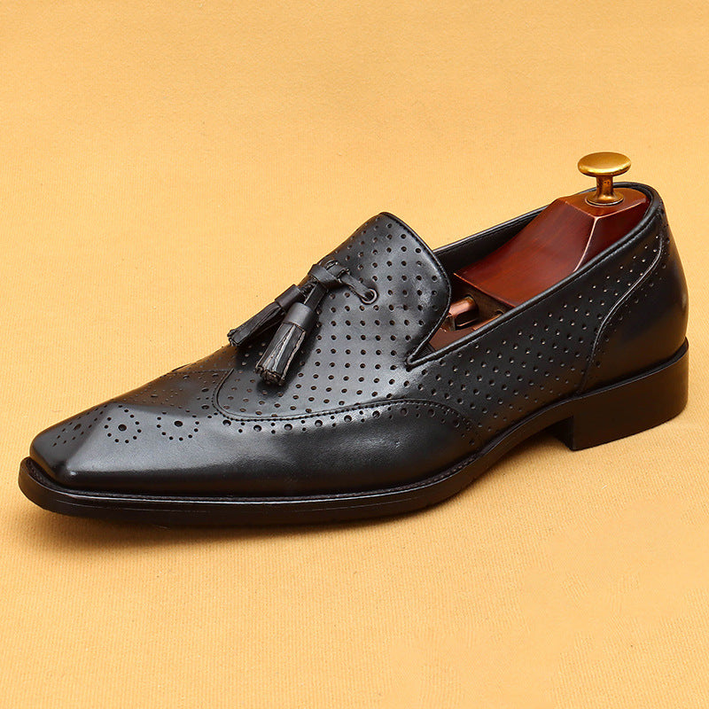 Men's Tassel Summer Hollow Breathable Business Formal Leather Shoes