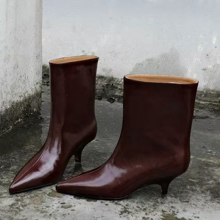 Fashionable French Style Retro Pointed Stiletto Boots