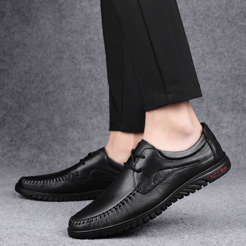 Men's Breathable Trendy Top Layer Cowhide Soft Leather Shoes