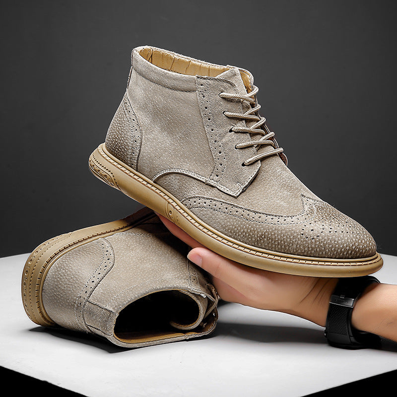 Men's Brogue Soft Frosted Retro British Plus Leather Shoes