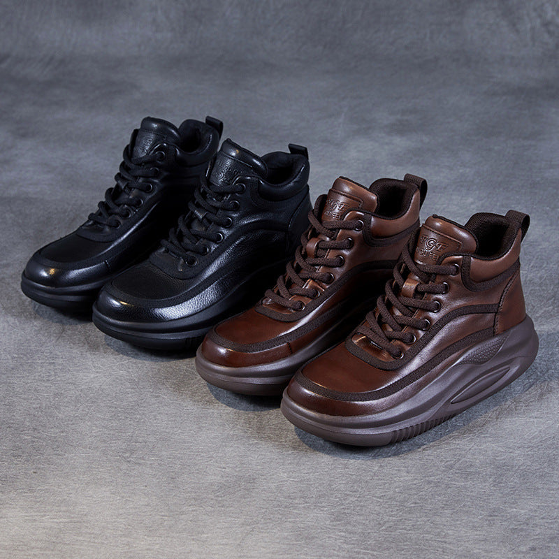 Women's Top Layer Cowhide Platform Autumn Genuine Rocking Casual Shoes