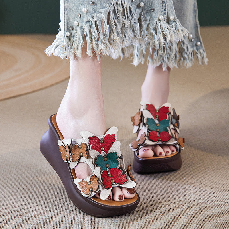 Women's Platform Outdoor Summer Retro Ethnic Style Color Slippers