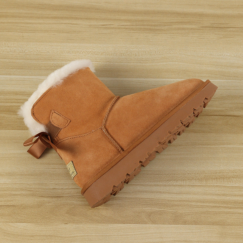 Women's Sheepskin Fur Short Winter Wool Cotton Snow Boots