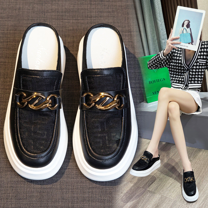 Women's Mesh Half Height Increasing Insole Platform Slippers