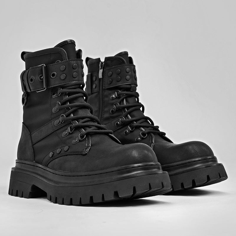 Women's & Men's Martin Autumn Retro British Style Black Worker Boots