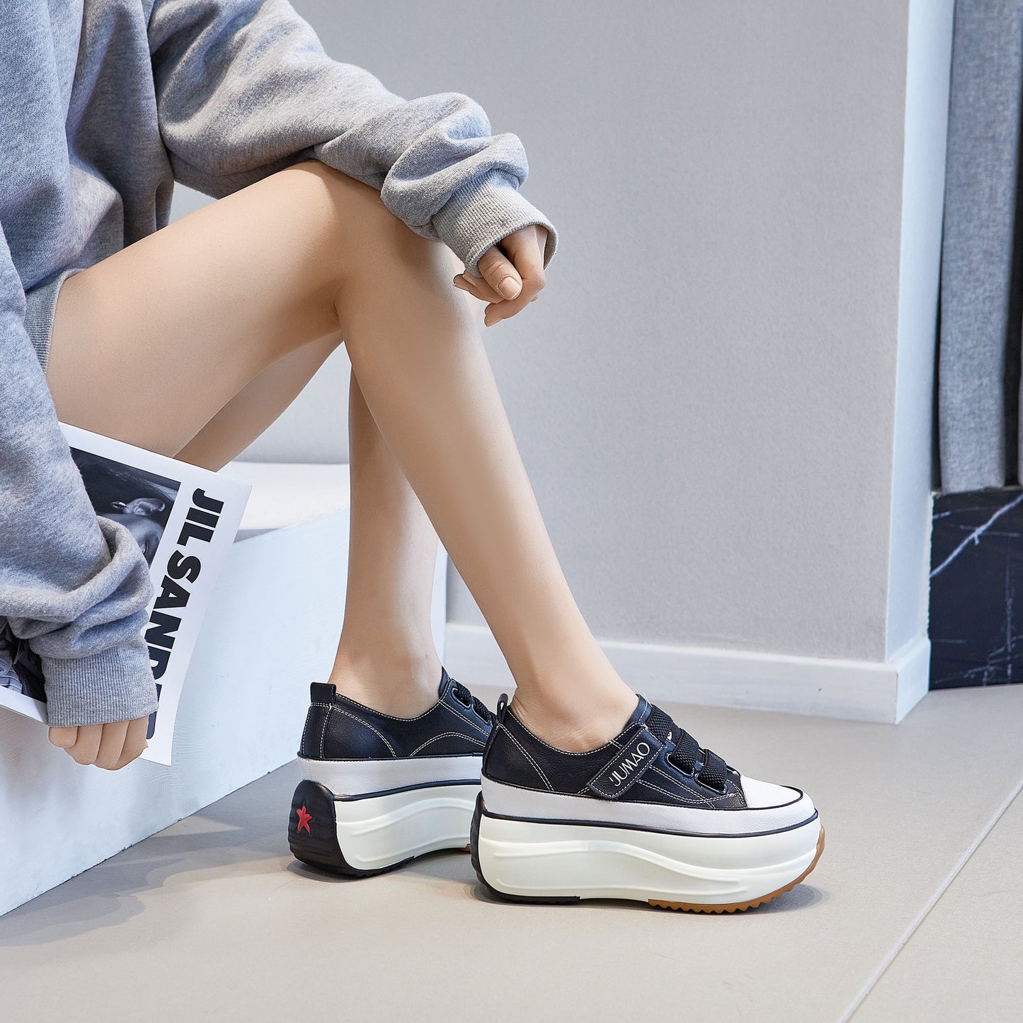 Women's Pumps Height Increasing Classic Velcro Thin Sneakers