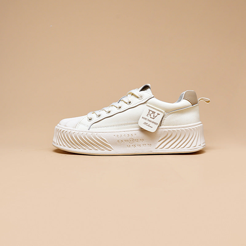 Autumn Biscuit Shape Genuine Sports White Casual Shoes