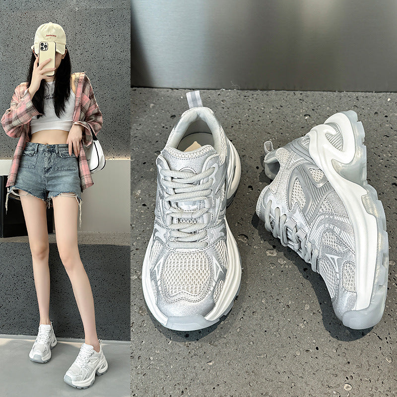 Women's Sier Thick Bottom Heightened Daddy Mesh Sneakers