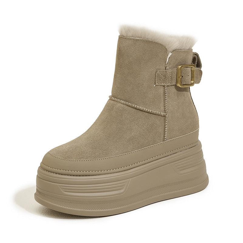 Women's Increasing Insole Winter Thick-soled Small Short Real With Snow Boots