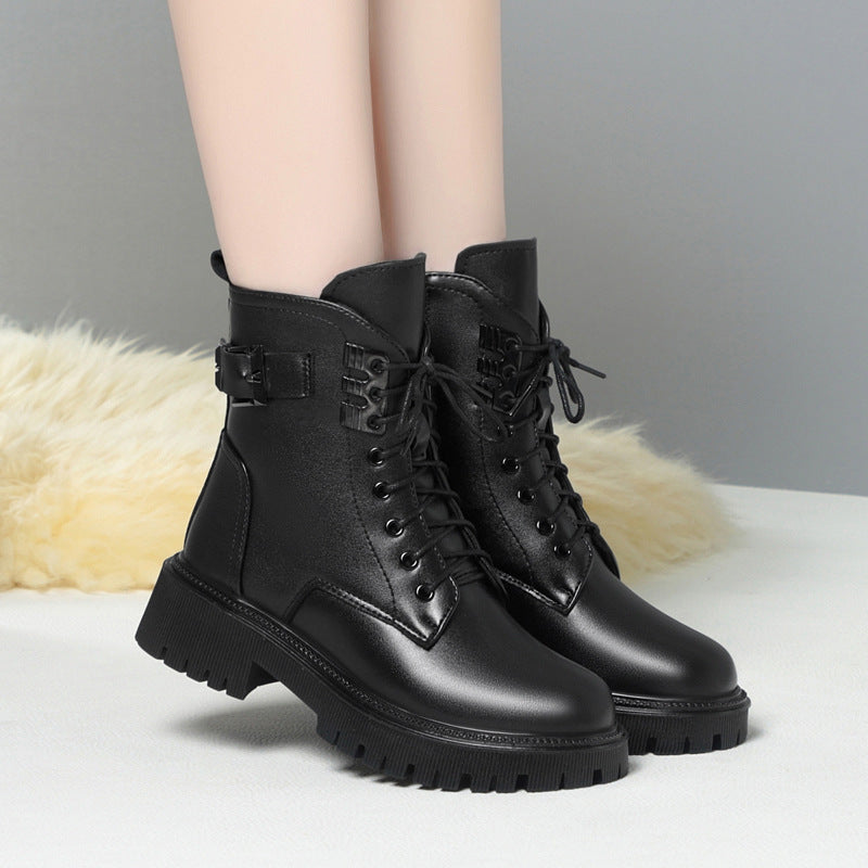 Women's Ankle British Style Soft Veet Thick Wool Big Boots