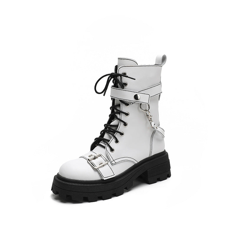 Women's Martin British Fan Platform Short Chunky Boots