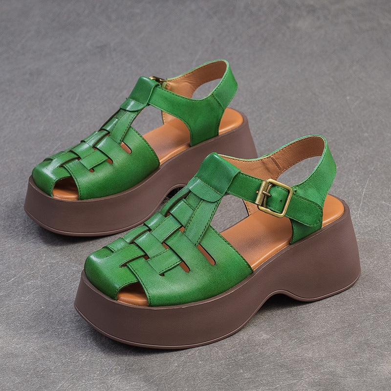 Women's Closed Toe Hand-woven Breathable Platform Top Women's Shoes
