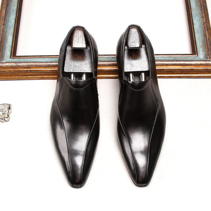 Men's Shiny Patent Fashion British Pointed Toe Leather Shoes