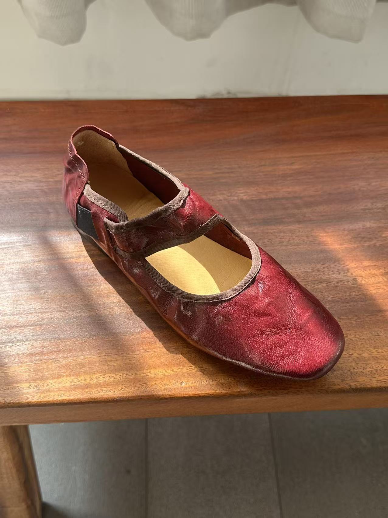 Women's Spring Novice Scratch Pattern Sheepskin Mary Jane Genuine Retro Women's Casual Shoes