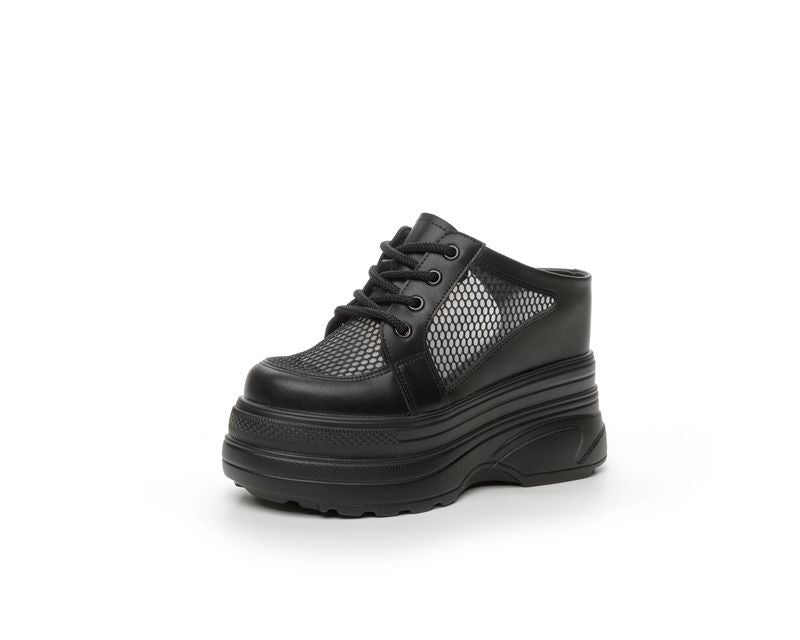 Women's Inner Height Increase Mesh Surface Platform Slippers