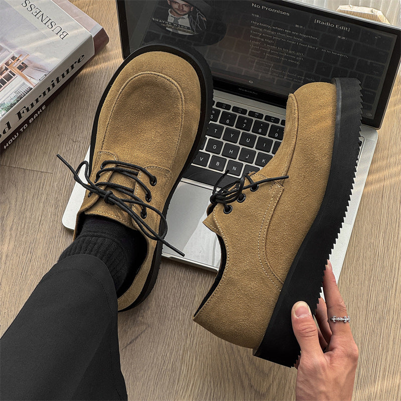 Men's Bottom Derby Commuter Height Increased Lovers British Style Leather Shoes