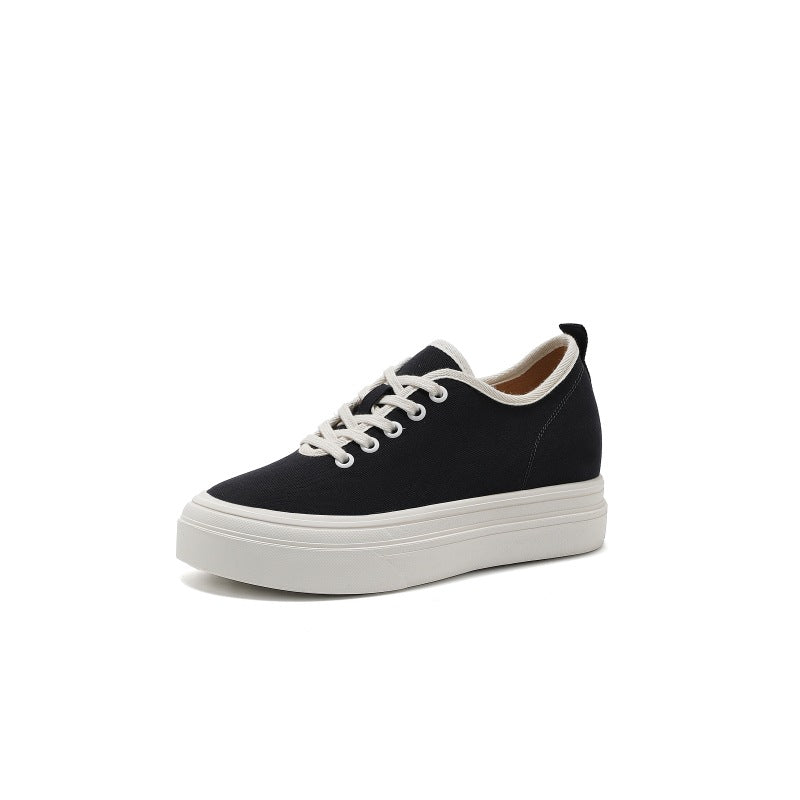 Women's Height Increasing Insole Classic Style Red Summer Thick Bottom Breathable Canvas Shoes