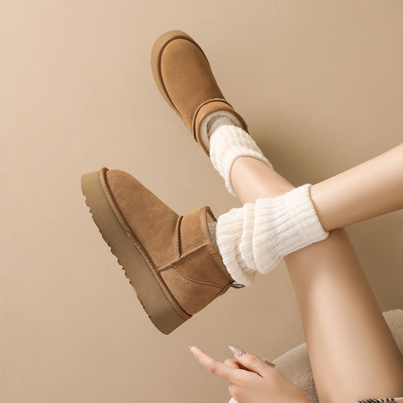 Women's Platform Winter Fur Integrated Fleece Lined Snow Boots