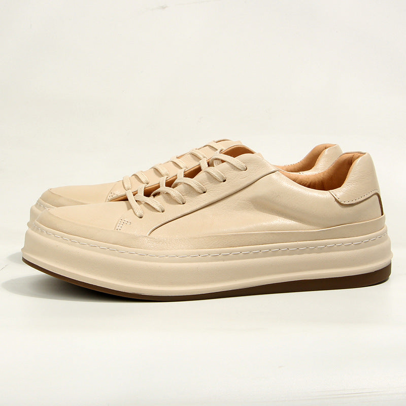 Men's Beige Slightly Dirty Distressed White Board Sneakers