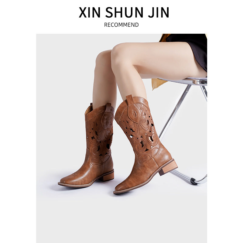 Out Western Cowboy Female Square Toe V Boots