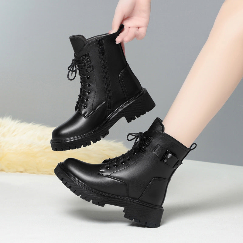 Women's Ankle British Style Soft Veet Thick Wool Big Boots