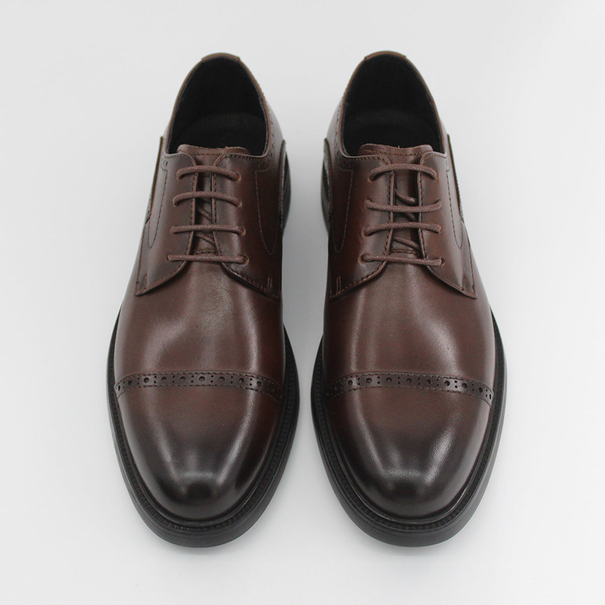 Men's American Business Platform Retro Height Increasing Derby Soft Leather Shoes