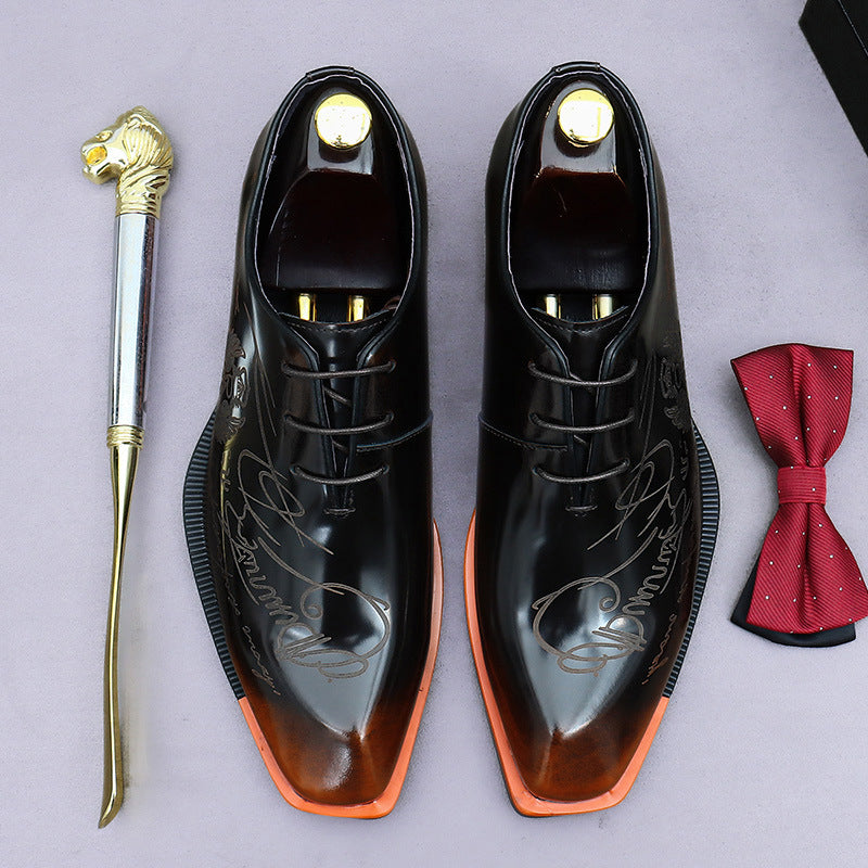 Men's Formal Wear Oxford Cowhide Paint Glossy Men's Business Leather Shoes
