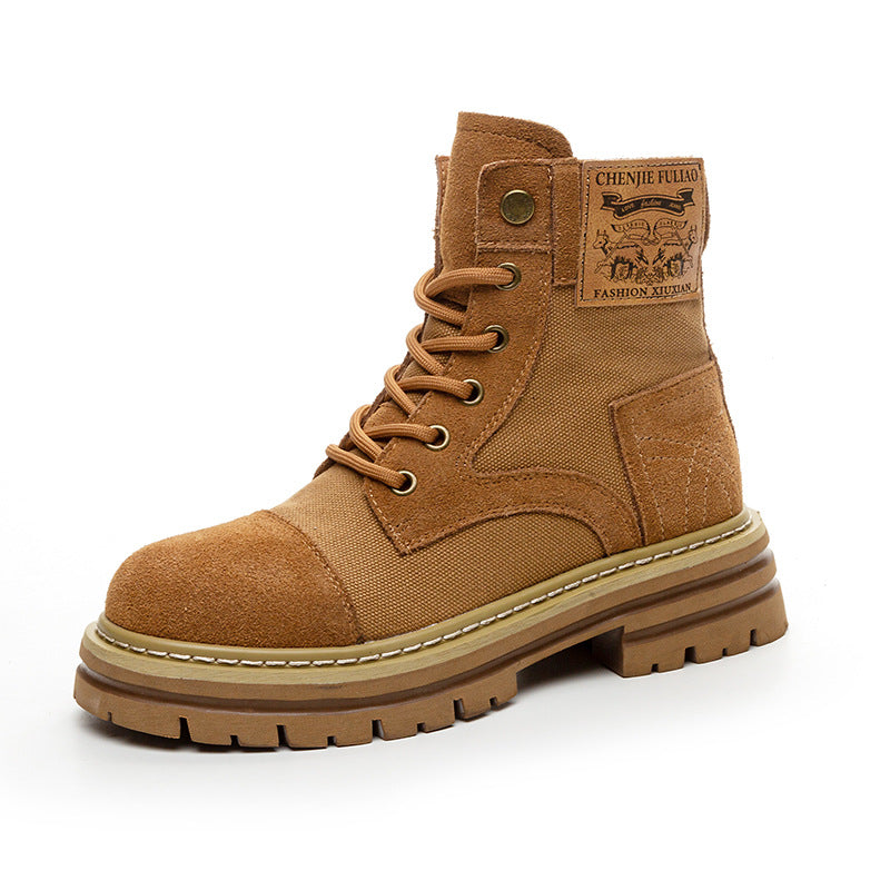 Women's Thin Genuine Platform Martin Height Increasing Insole Desert Travel Boots