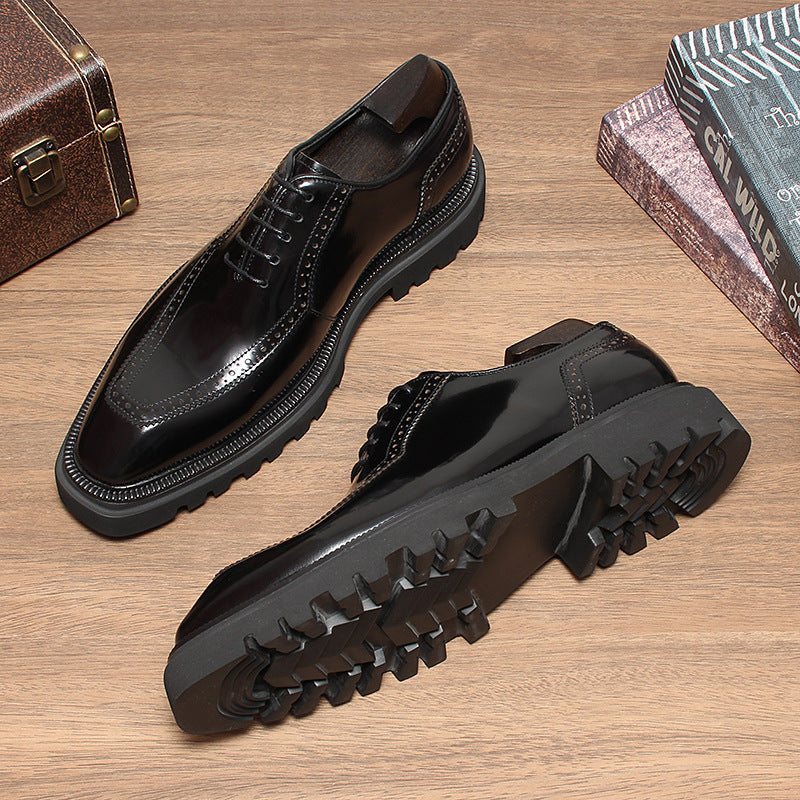 Men's Formal Wear Oxford Thick Sole Height Leather Shoes
