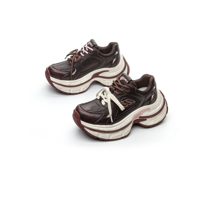 Women's Genuine Brushed Paris Double Shoelaces Dad Raise The Sneakers