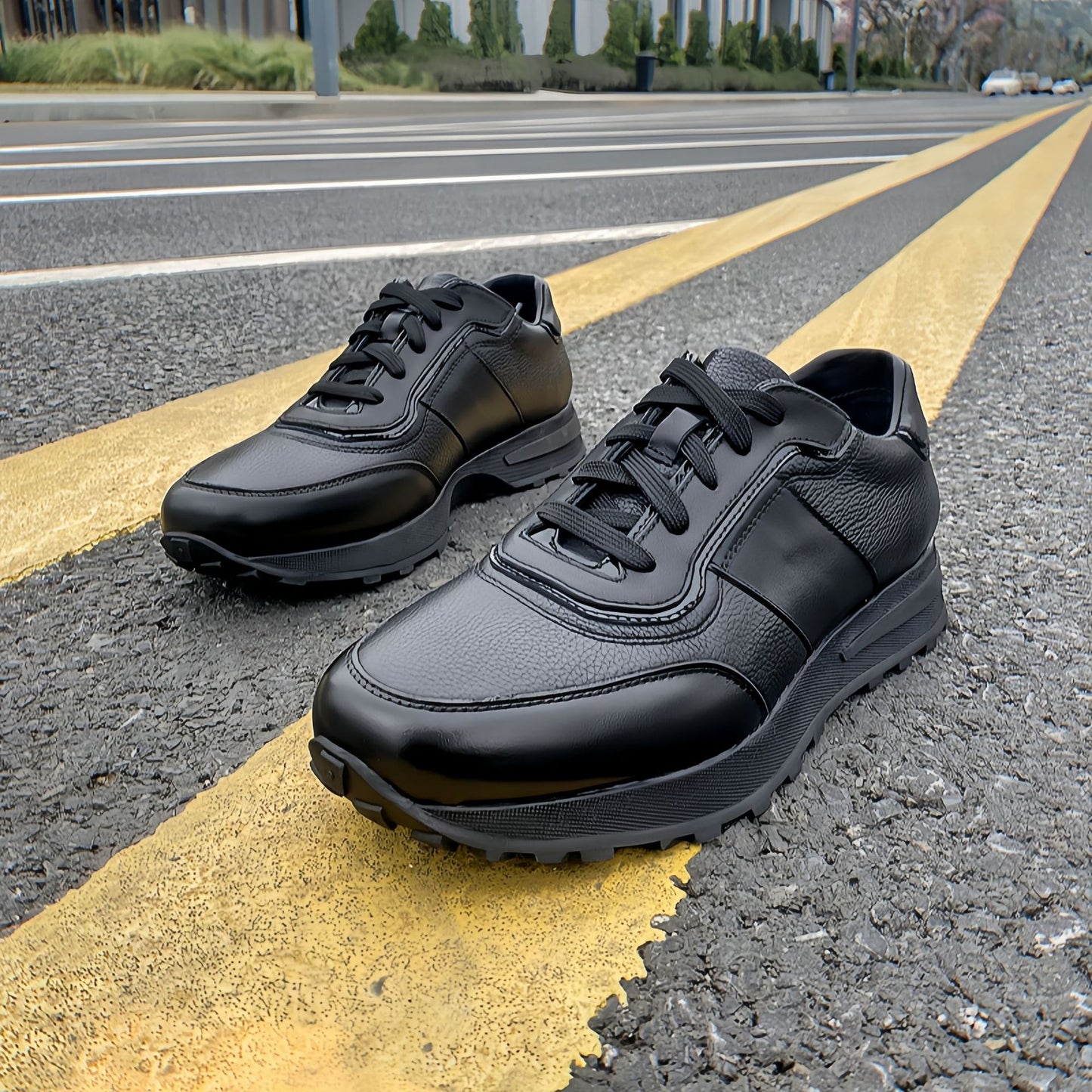 Men's Genuine Platform Full Cowhide Breathable Versatile Sneakers