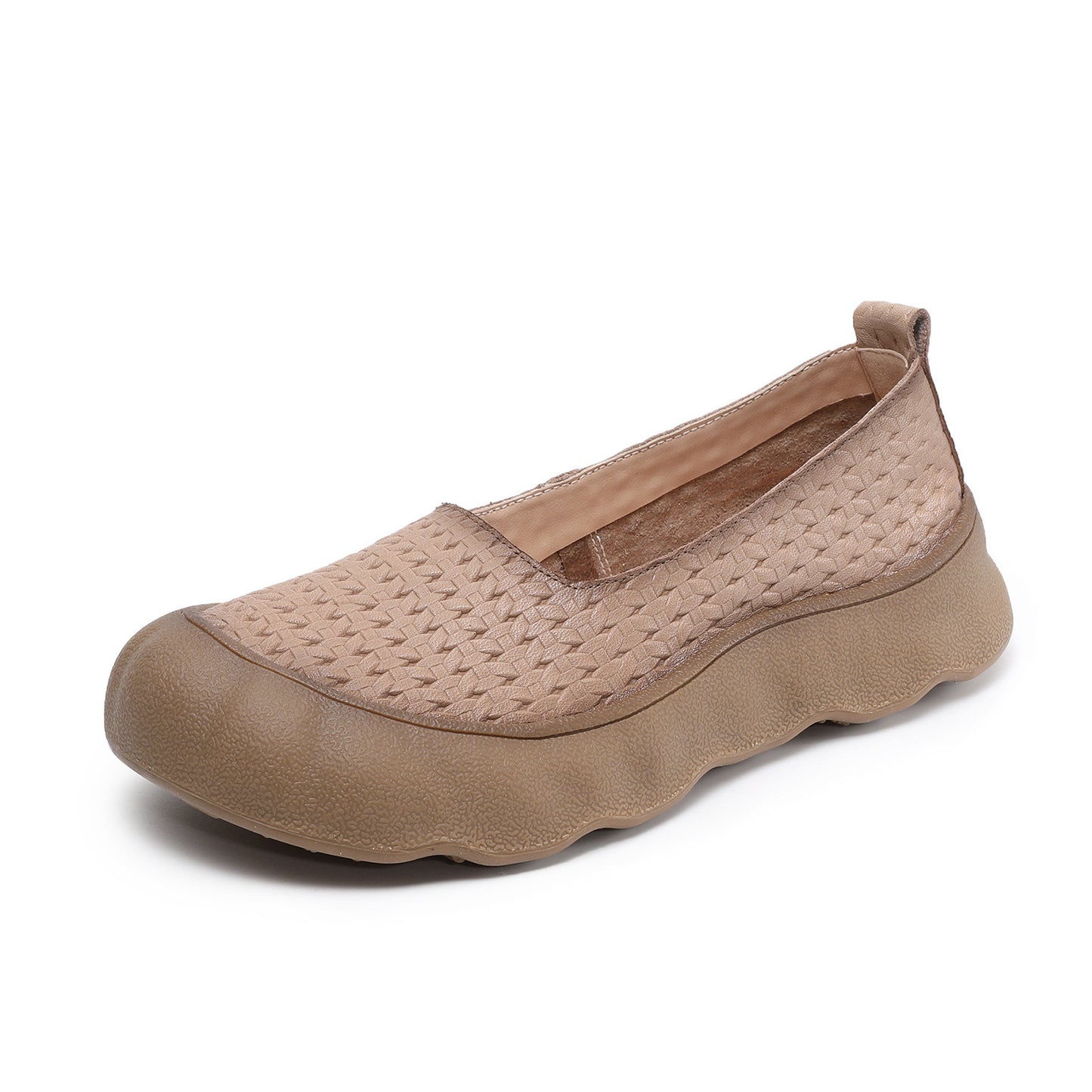 Women's Shallow Mouth Pumps Spring First Layer Cowhide Slip-on Lazy Loafers