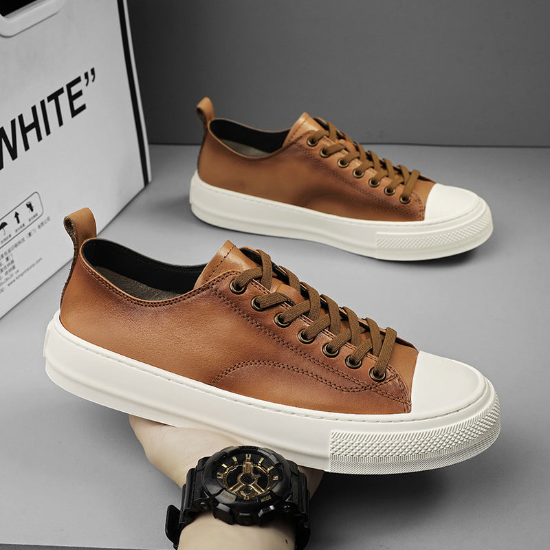 Men's First Layer Cowhide Daily British Trend Men's Board Shoes