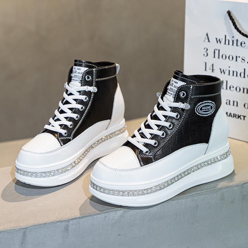 Women's Platform Muffin Height Increasing Insole Genuine Sneakers