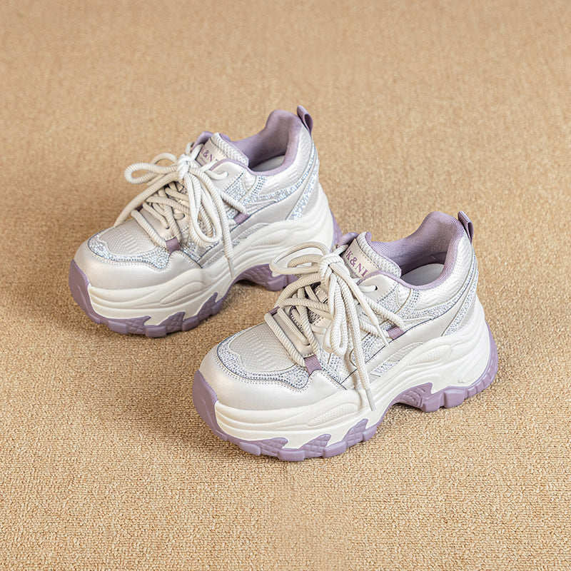 Dad Fashion Platform Height Increasing Rhinestone Women's Casual Shoes