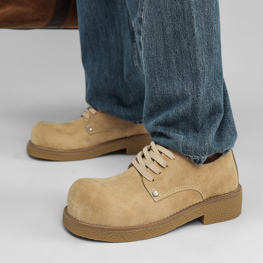 Round Head Leisure Platform Big Derby Leather Shoes